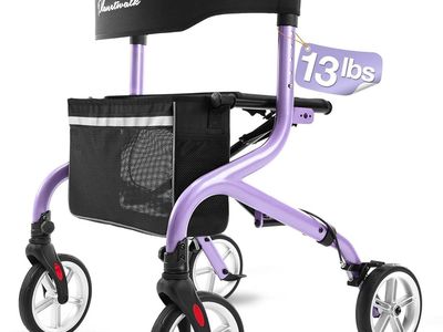 NEW PLANET WALK Super Lightweight Rollator Walker for Seniors, Foldable Rolling Walker with Seat and 8" Rubber Wheels