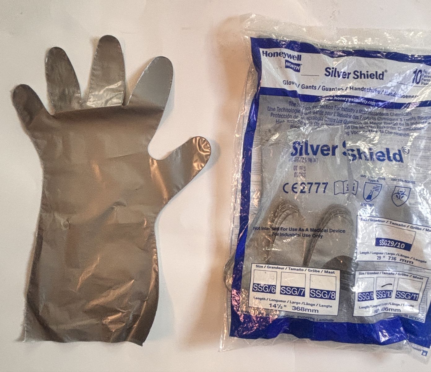 Honeywell North Silver Shield Chemical Resistant Gloves Size 10