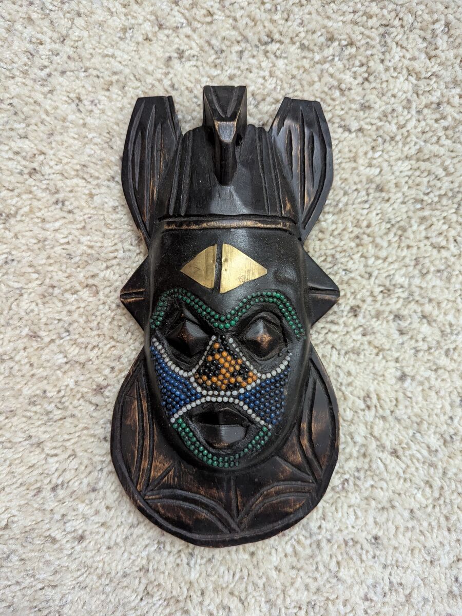 Wall Decor -Hand Carved Beaded African Tribal Mask