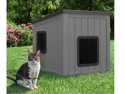 New ,Cat House, Weatherproof Shelter for Feral Cats & Kittens, Durable Insulated PP Shelter