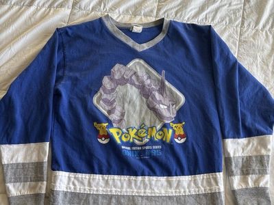 Vintage Pokemon Special Edition Sports Series Onix Hockey Jersey Blue Youth Large Cotton