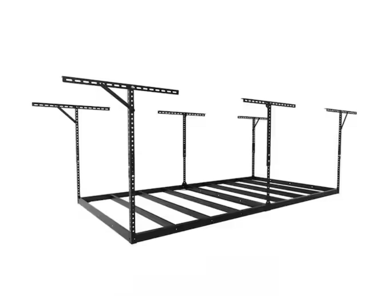 FLEXIMOUNTS Max Series Frame 48 in. W x 96 in. D x 24 - 40 in. H Black Heavy Duty Ceiling Mounted Overhead Garage Storage Rack
