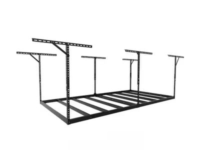 FLEXIMOUNTS Max Series Frame 48 in. W x 96 in. D x 24 - 40 in. H Black Heavy Duty Ceiling Mounted Overhead Garage Storage Rack