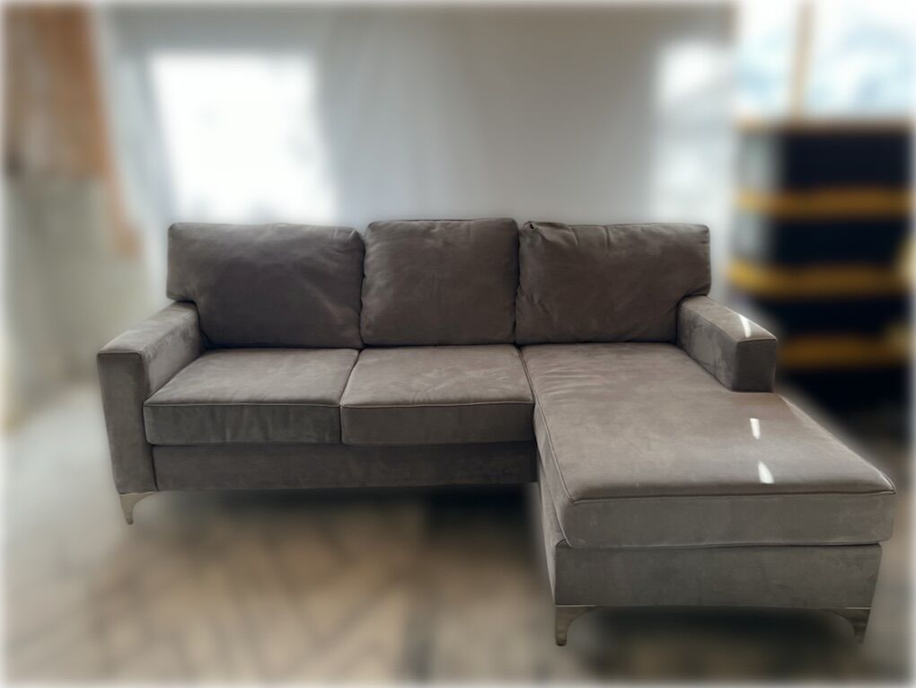 Tessa Sofa Chaise – Echo Suede Charcoal