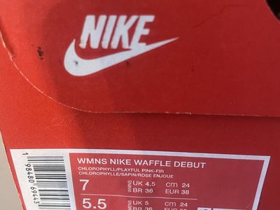 Nike Waffle Debut Women's Athletic Sneakers in Chlorophyll/Pink-Fir - Size 7