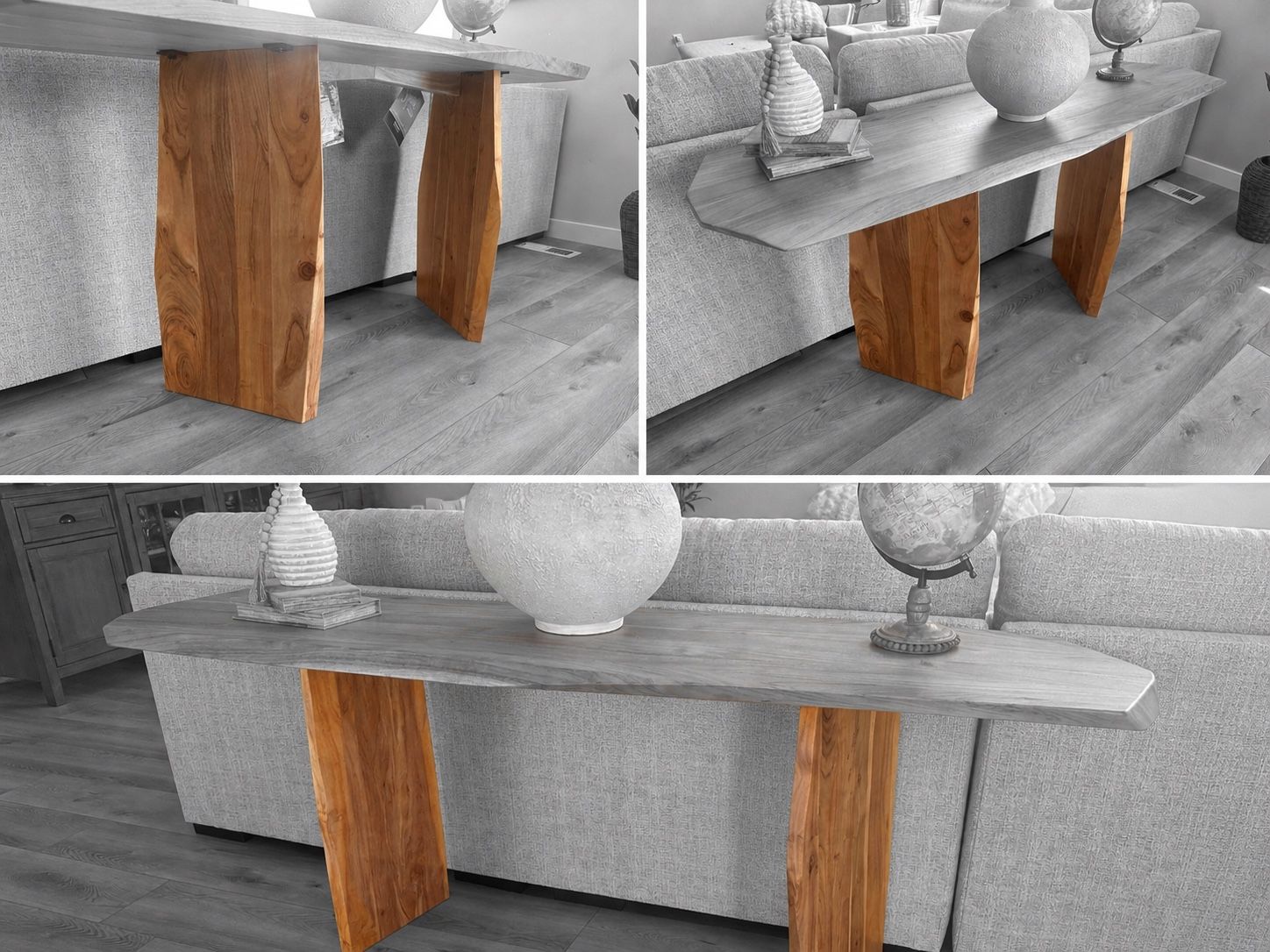 Solid Acacia Wood Slab Table Legs with brackets