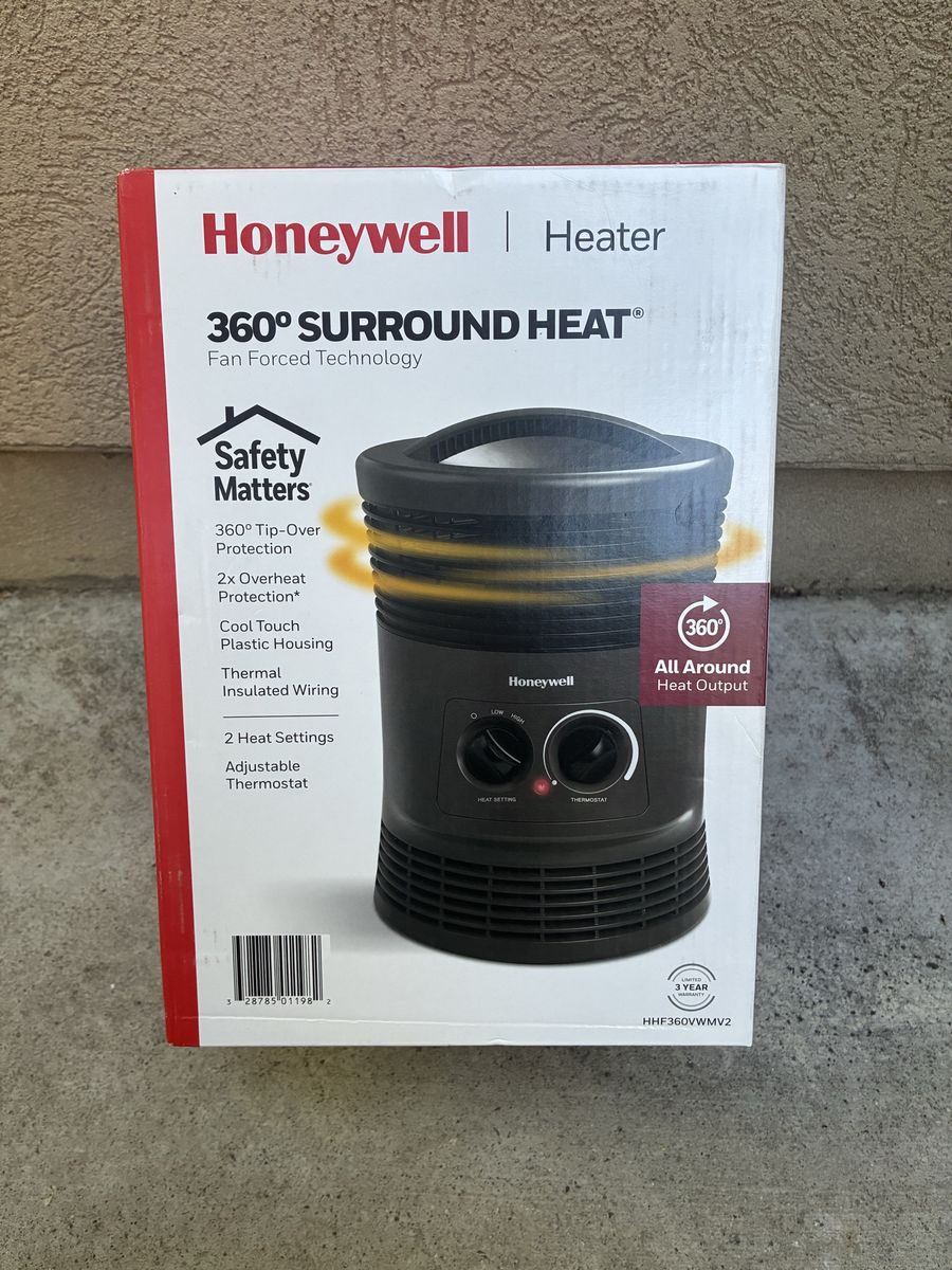 Honeywell HHF360VWMV2 360 Surround Fan Forced Heater with Tip-Over Protection & 2 Heat Settings