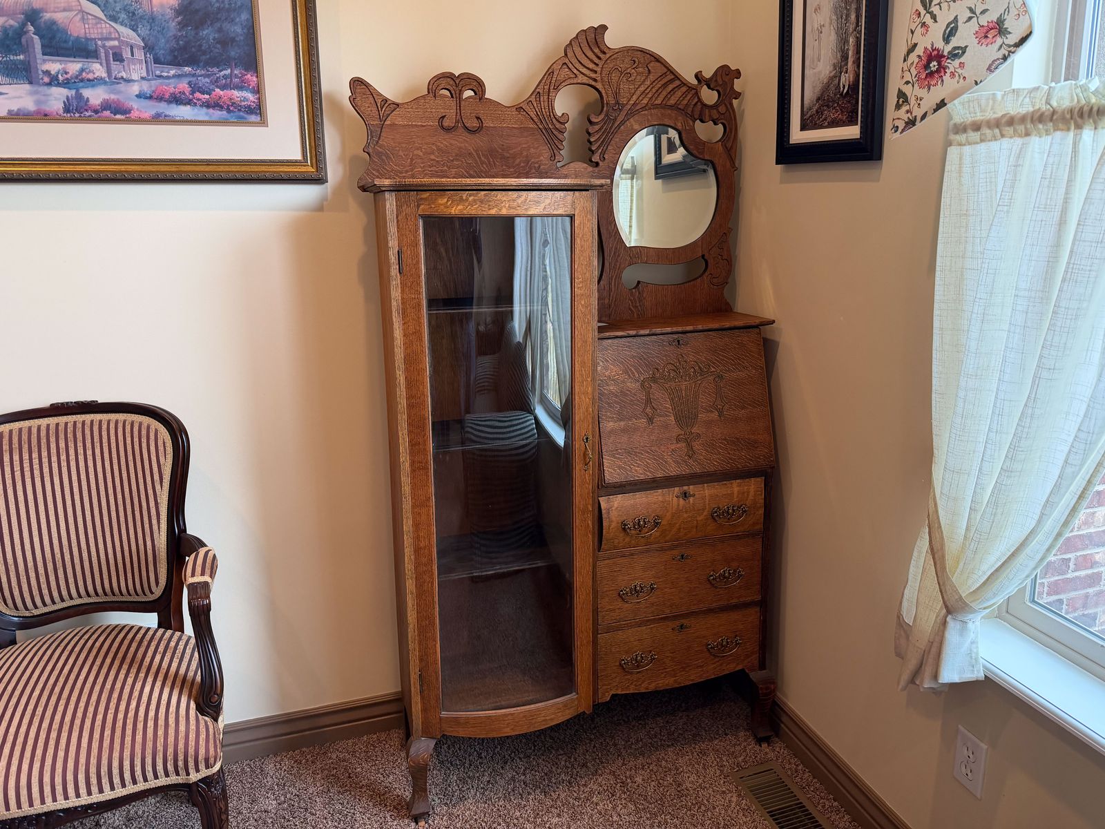 Antique Oak Side by Side Cabinet