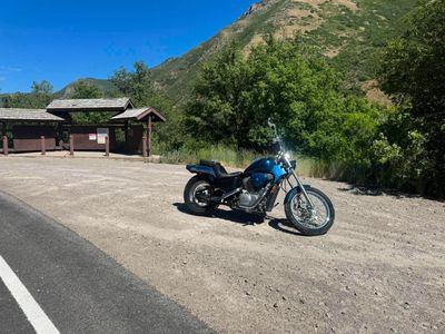 Honda Shadow VLX600 Motorcycle - Blue, Good Condition, Custom Exhaust