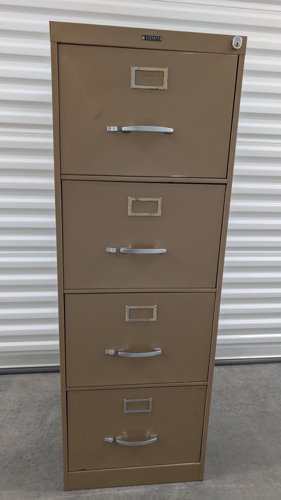 Sturdy locking brown file cabinet