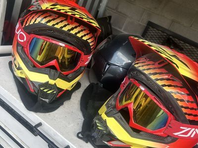FLY Kinetic Motocross Helmet & Goggles Combo - Red/Yellow - Youth/Adult - Off-Road Ready