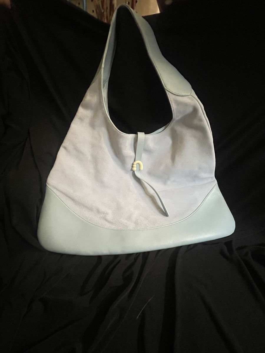 Amazing Song Light Blue Suede and Leather Shoulder Hobo Bag Handbag