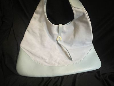 Amazing Song Light Blue Suede and Leather Shoulder Hobo Bag Handbag