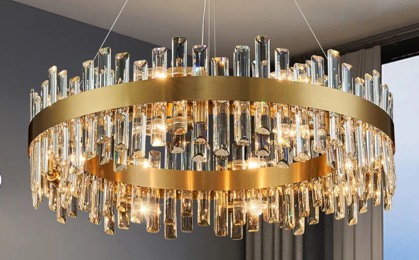 NEW MARAIS ROUND CRYSTAL 6 LIGHT CHANDELIER (RETAIL; $349.99)