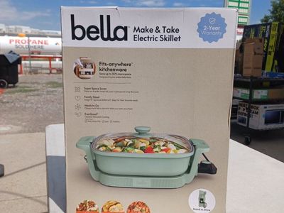 Bella Make & Take Electric Skillet - TSK-2239AG - Portable 16.3" Skillet, Mint Green