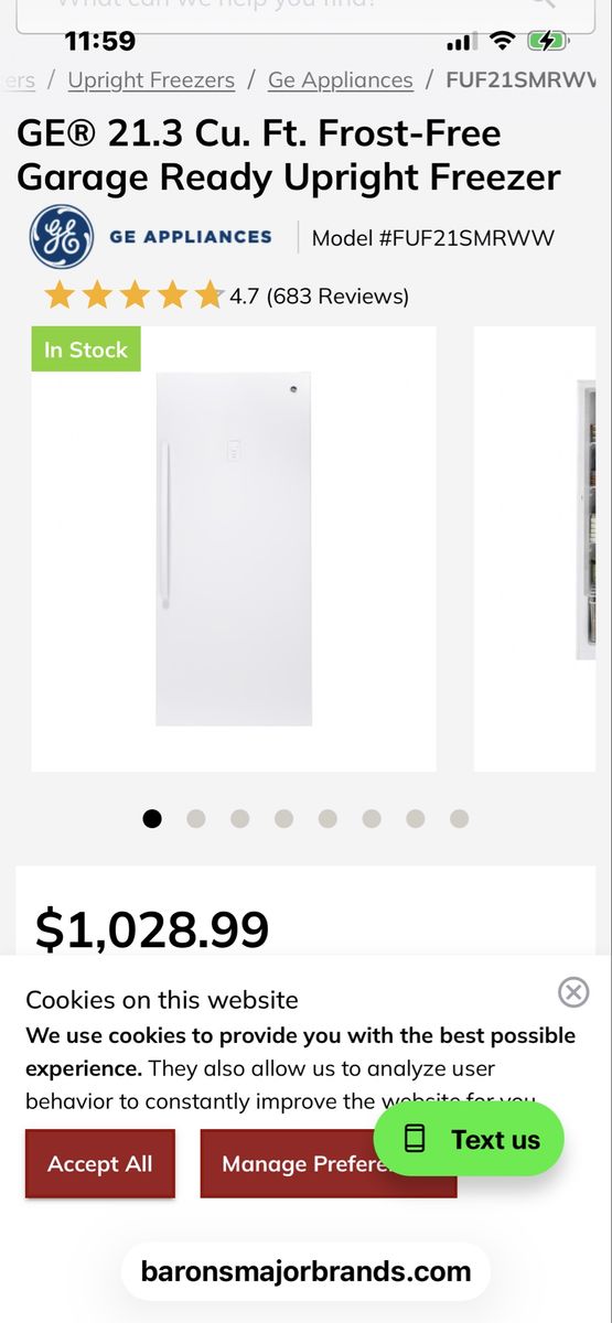 $590 OBO GOOD FREEZER 21” cb GE