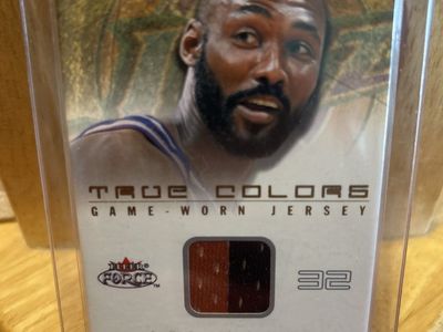 01-02 Karl Malone Fleer Force True Colors Game-Worn Jersey NBA Trading Card #32 Utah Jazz - 2nd Color 61/200 Made