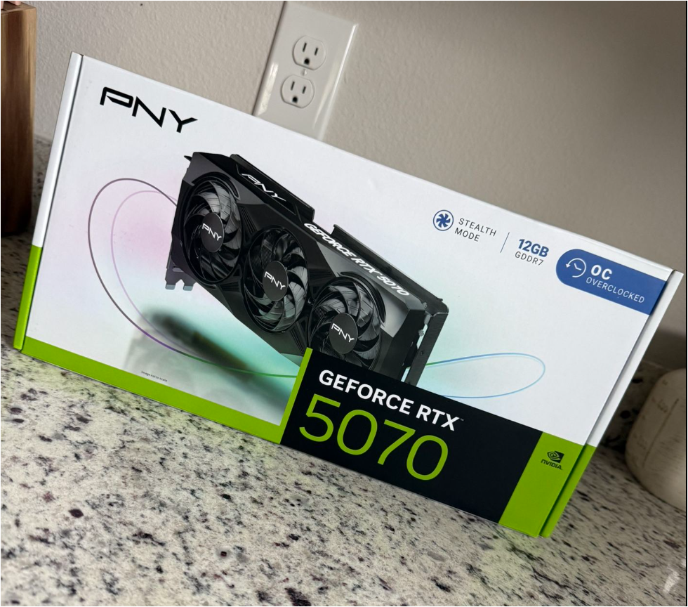 PNY NVIDIA GeForce RTX™ 5070 OC Triple Fan, Graphics Card 12GB GDDR7, 192-bit, SFF-Ready, PCIe® 5.0, HDMI®/DP 2.1, 2.4-Slot