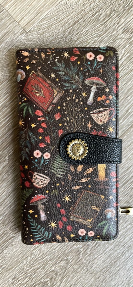 Book Mushroom Womens Wallet RFID Blocking, Credit Card Holder Bifold, PU Leather