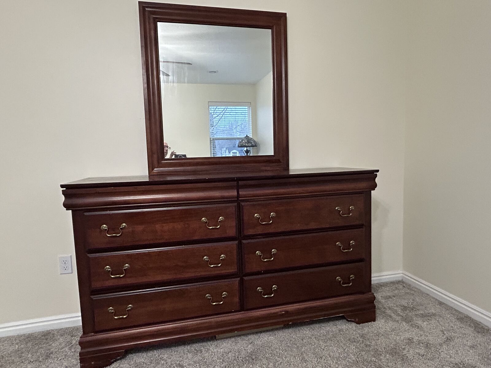 Dresser with mirror and 2 nightstands