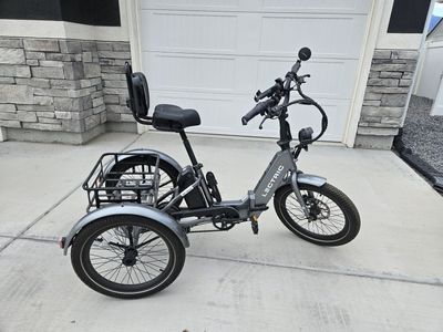 Lectric XP Trike Electric Tricycle - Gray, Adult Size, with Cargo Baskets, Backrest, and Phone Mount