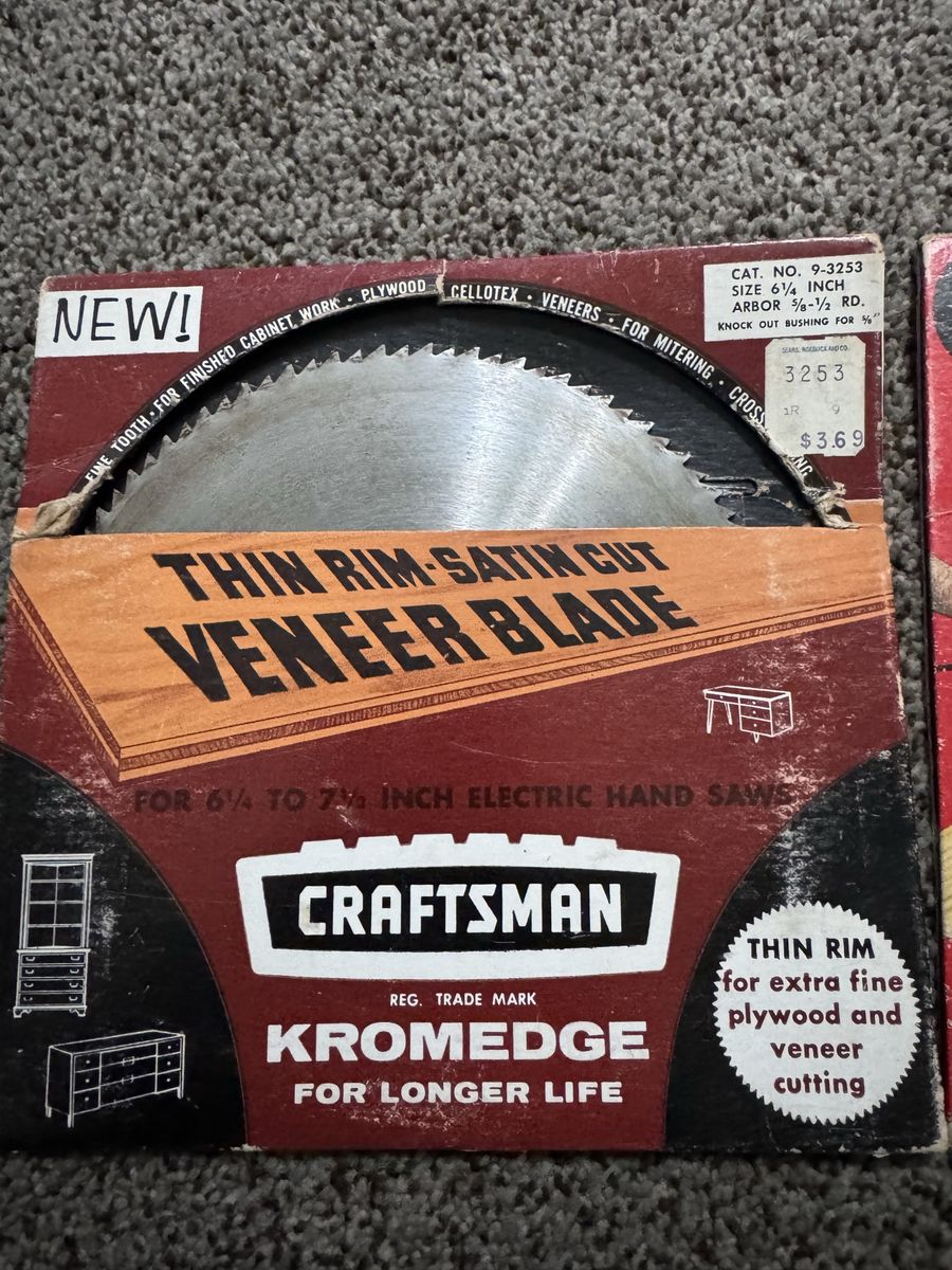 Vintage Craftsman Kromedge 6-1/4 Inch Thin Rim Satin Cut Veneer Saw Blade