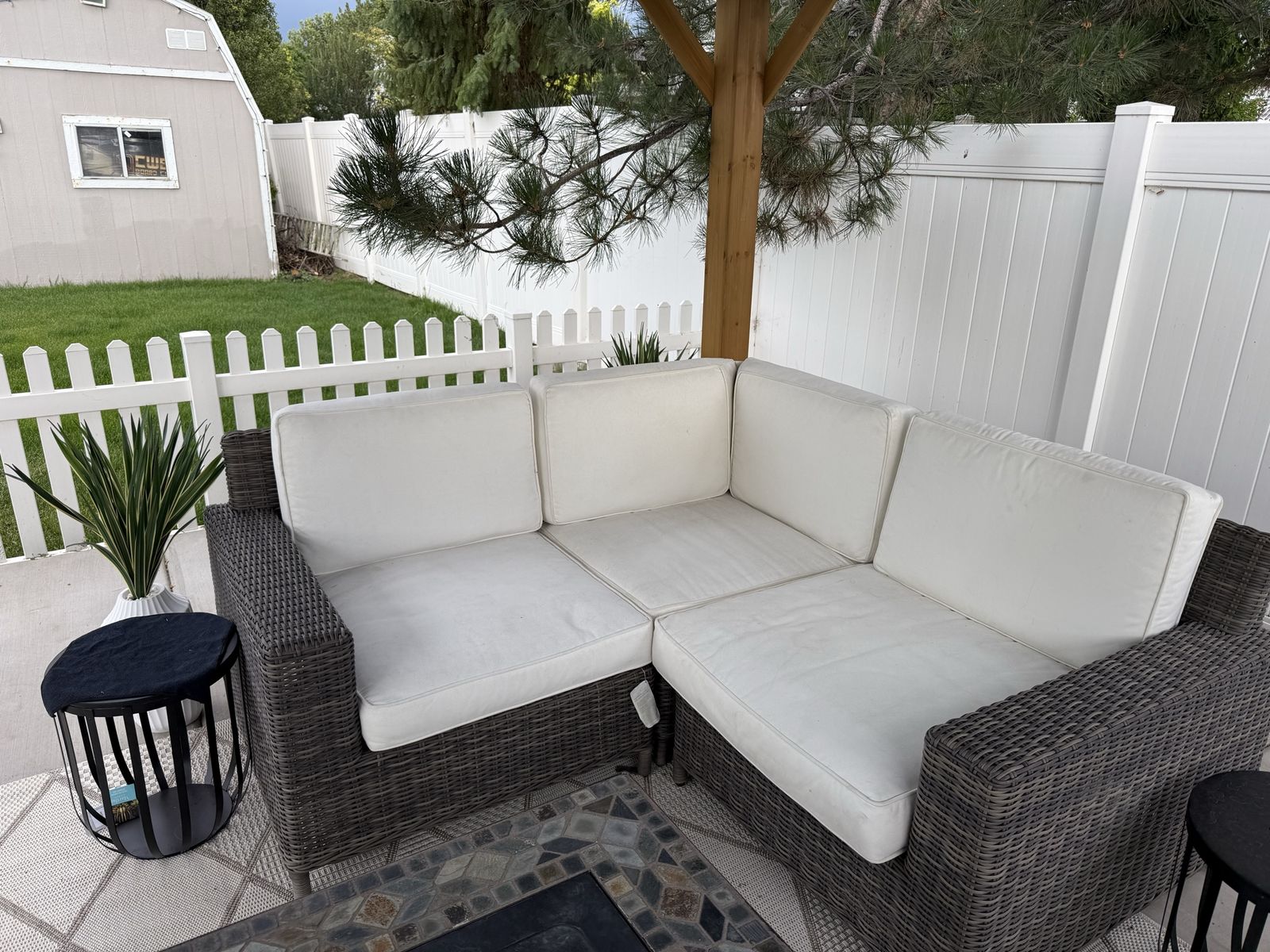 Pottery Barn Outdoor Wicker Sectional - Weather-Resistant, Great Condition, Washable Covers