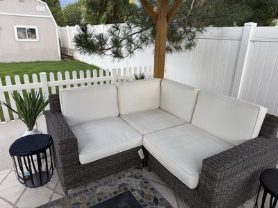 Pottery Barn Outdoor Wicker Sectional - Weather-Resistant, Great Condition, Washable Covers