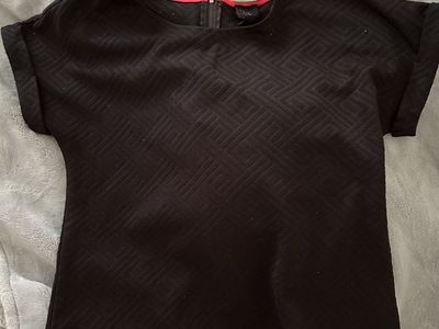 W5 Black Textured Top Size S with Back Zipper Closure and Rolled Cuffs