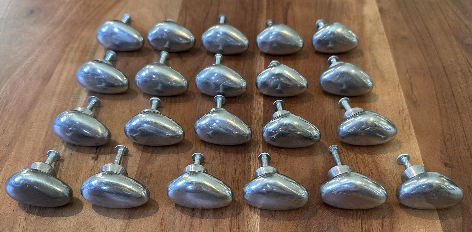 21 Brushed Nickel Teardrop Cabinet Knobs with Screws