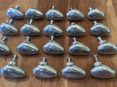 21 Brushed Nickel Teardrop Cabinet Knobs with Screws