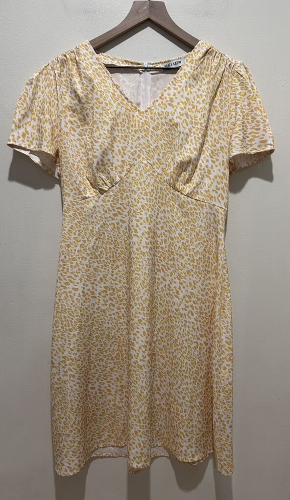 Grace Karin Yellow & White Leopard Print Dress 2X