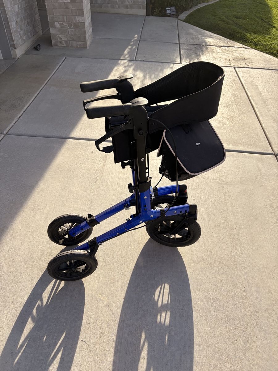 Elenker Blue Rollator Walker with Seat, Storage Bag, and Cup Holder