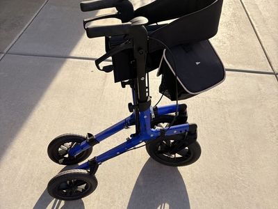 Elenker Blue Rollator Walker with Seat, Storage Bag, and Cup Holder