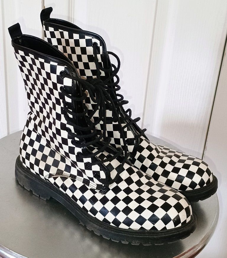Dolls Kill Checkered Combat Boots - Women's Size 9