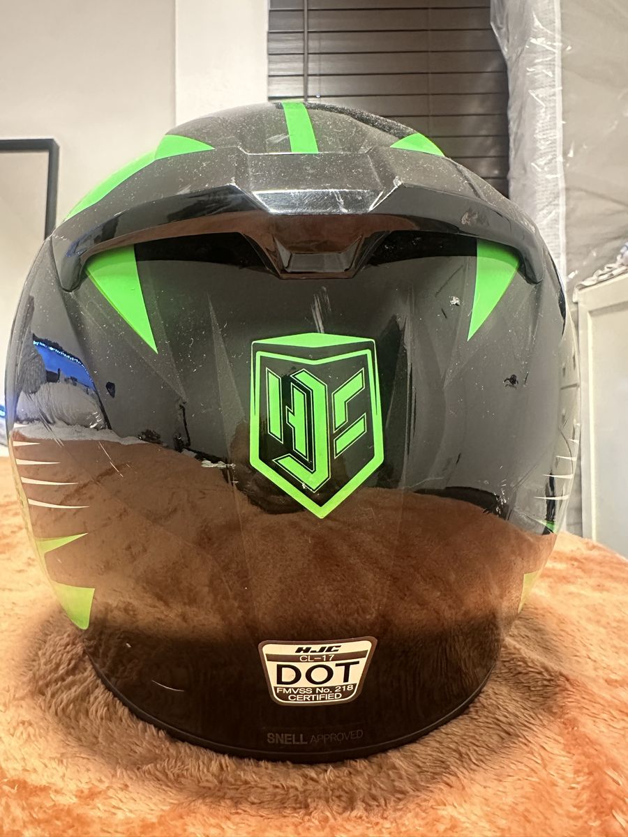 HJC CL-17 Full Face Motorcycle Helmet - Black & Green DOT Approved