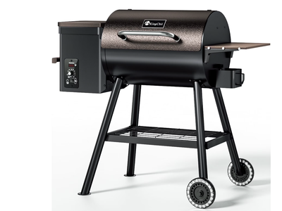 Brand New KingChii 456 SQ.IN Pellet Grill Smoker with Side Shelf, 8 IN 1 BBQ Grill