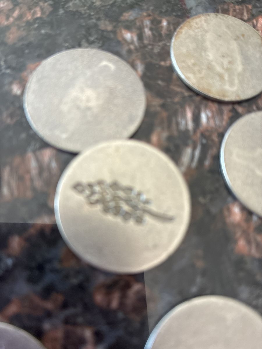 Vintage Metallic Tokens / Coins Lot with Stamped Wheat / Floral Motif