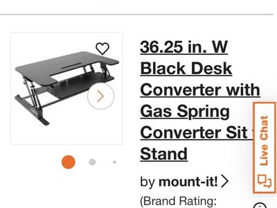 Mount-It! 36.25" Black Standing Desk Converter with Gas Spring Sit-Stand Workstation
