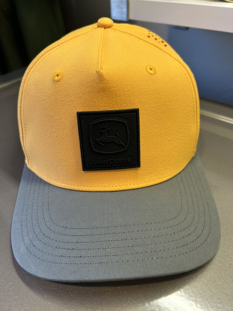 New John Deere Yellow Gray Snapback Baseball Hat