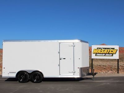 2026 Charmac Trailers White 8.5 x 16 Standard Duty V-60 V-Nose Enclosed Car Hauler with Barn Doors