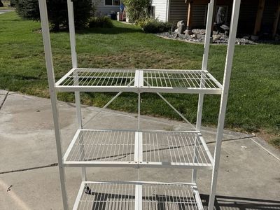Origami White Metal Rolling Storage Rack with 4 Shelves