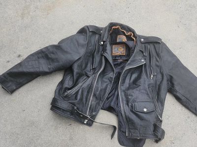First Genuine Leather Men's Biker Jacket - Size Large