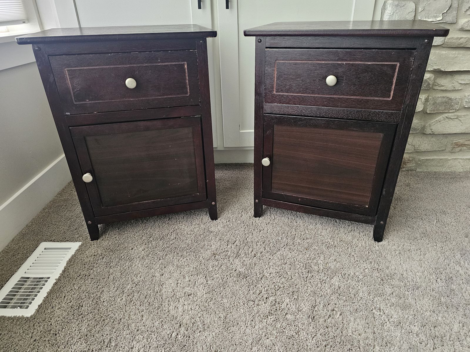 Dark Wood Nightstand Set-Gently used