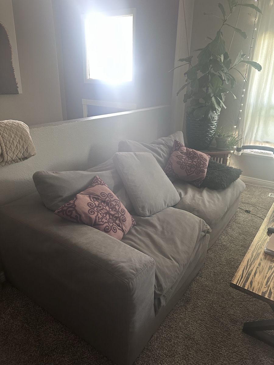 Gray Fabric 2-Piece Sofa Couch with Deep Cushion Seating