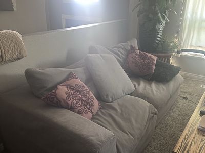 Gray Fabric 2-Piece Sofa Couch with Deep Cushion Seating