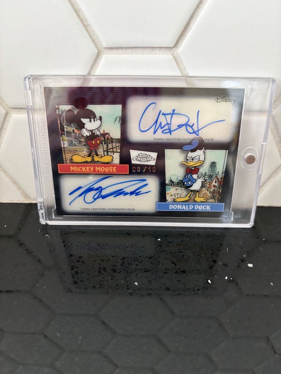 2026 Topps Chrome Disney Neon Mickey Mouse & Donald Duck Dual Autograph 08/10