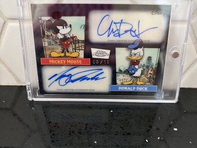 2026 Topps Chrome Disney Neon Mickey Mouse & Donald Duck Dual Autograph 08/10