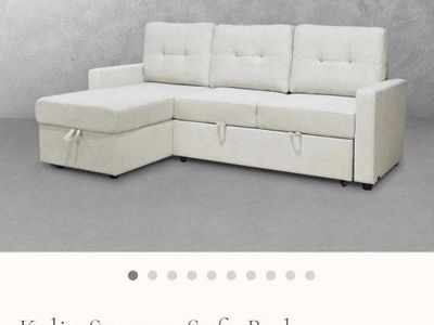Abbyson Home Kylie Cream Reversible Storage Sofa Bed Sectional - 82" Wide