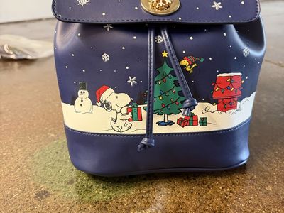 Peanuts Snoopy Holiday Snow Play Mini Backpack - New with Tags, Snowflake Clasp, Festive Design